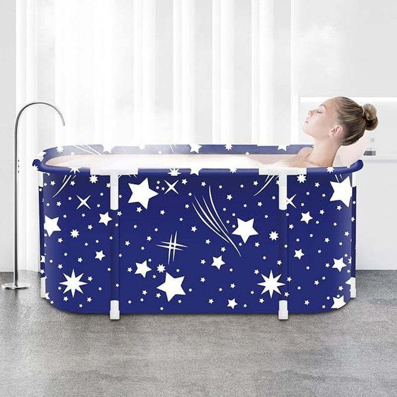 Samusagya Portable Foldable Bathtub,Foldable Soaking Bathtub(Blue)