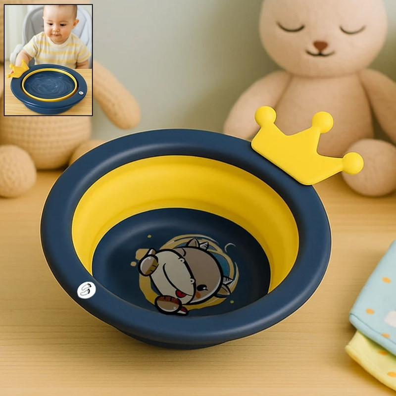 Oblivion Cartoon Shape Foldable Baby Wash Basin, Space-Saving & Easy to Clean(Blue)