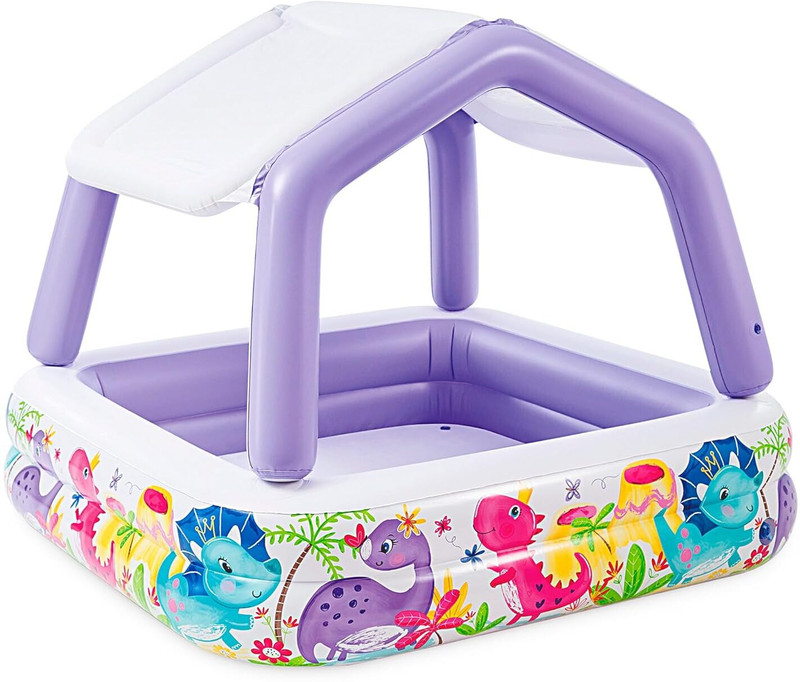 VWretails Inflatable Kids Pool with Sun Shade, Soft Floor, 295L (157×157×122 cm) 57470(Multicolor)