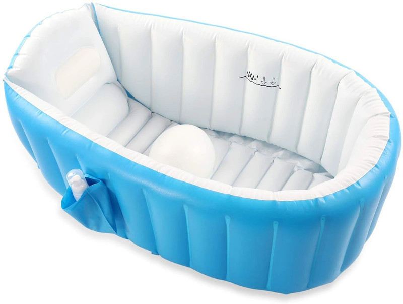 JOY MAKER Baby Bath Tub Inflatable ,HOPz Portable Infant Swimming Pool Kids travel Shower(Blue)