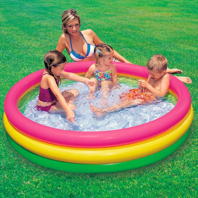 Jiyanux Inflatable Kids Swimming Pool 3 Ring Family Outdoor Garden Baby Play Pool(Multicolor)