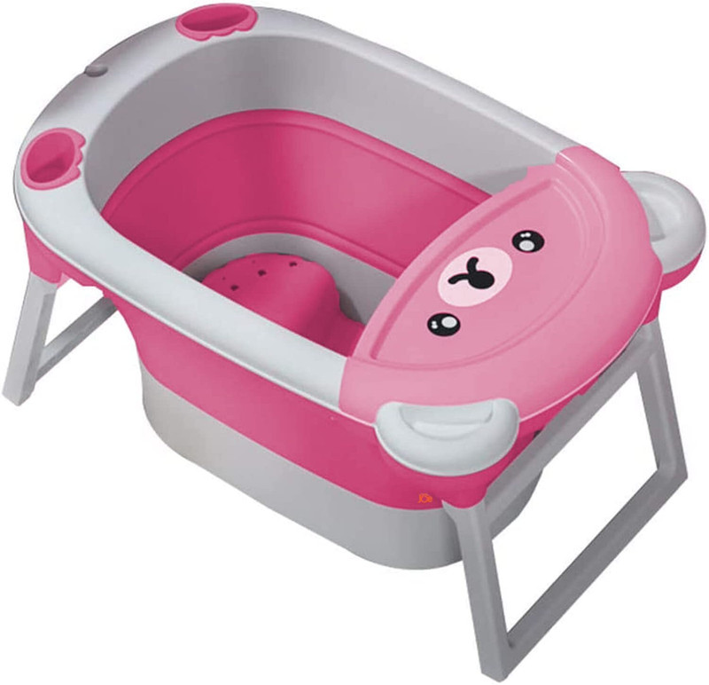 JUNIOR JOE Multifunction Folding Anti-Skid Baby Bath Tub For Infants And Toddlers(Pink)