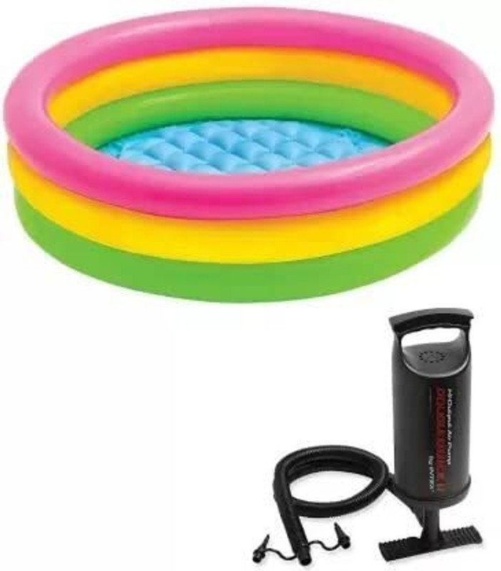 GOSHOPPE ENTERPRISES Combo New Special 3 feet Inflatable Kid Swimming Pool with Air Pump, Bath tub(Multicolor)