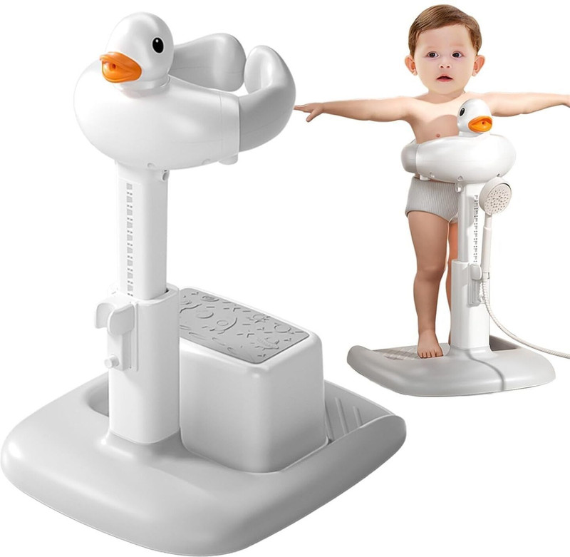 KRISHAV WORLD Baby Bath Tub with Stand, Baby Hug Bath Tower for Standing Up Themselves(White)