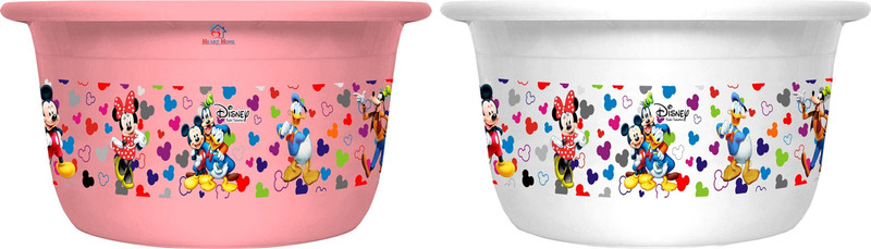 Heart Home 2 Pieces Unbreakable Plastic Multipurpose Bath Tub/Washing Tub 25 Ltr (Pink & White) -HS_35_HEARTH17468(Pink & White)