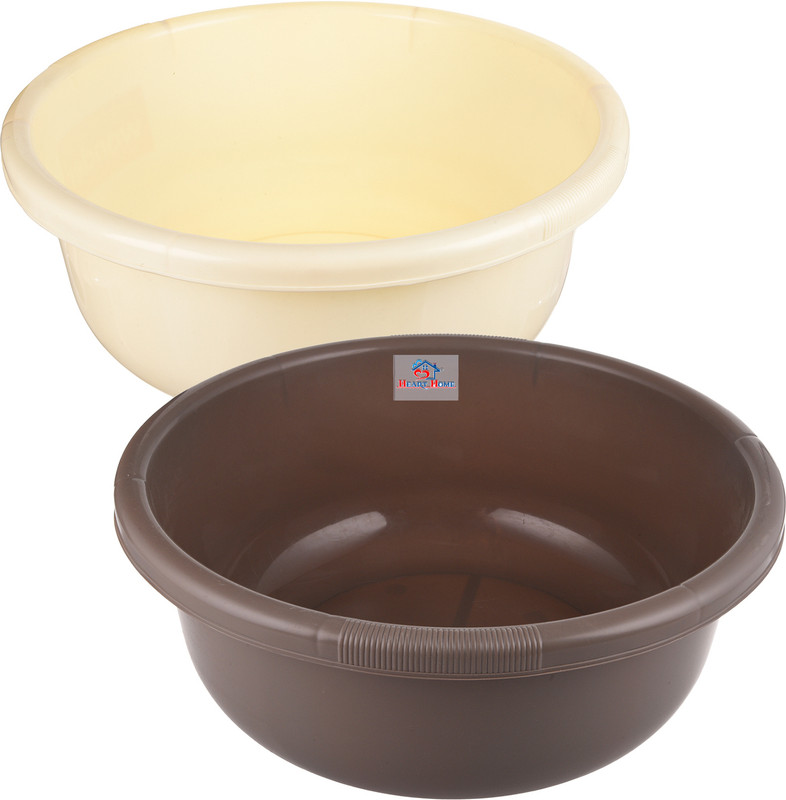 Heart Home Plastic Bath Tub for Baby Bathing|Clothes|Tub 38 Liter|Pack of 2|Coffee & Cream(Coffee & Cream)