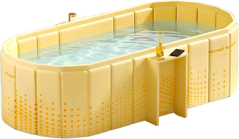 crega Portable Foldable Bathtub for Adults – Freestanding(Yellow Big)