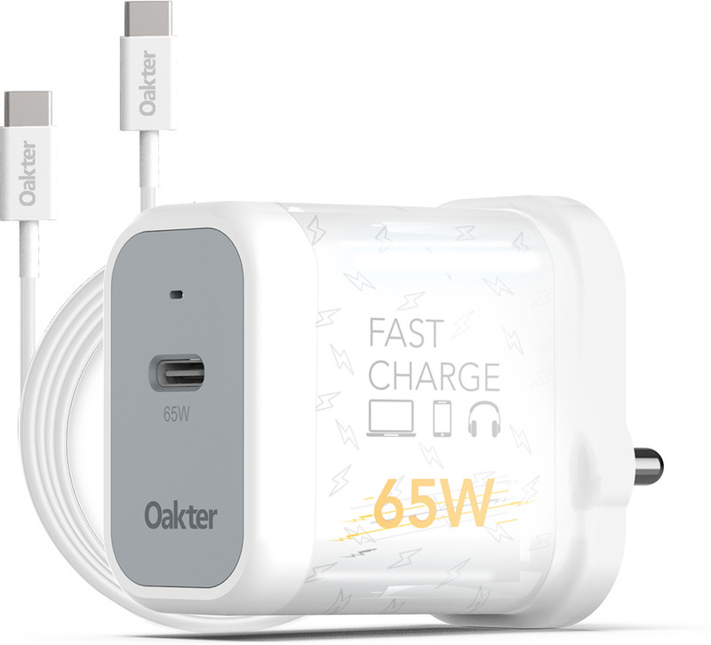 Oakter 65W Fast GaN Charger USB Adapter(White)