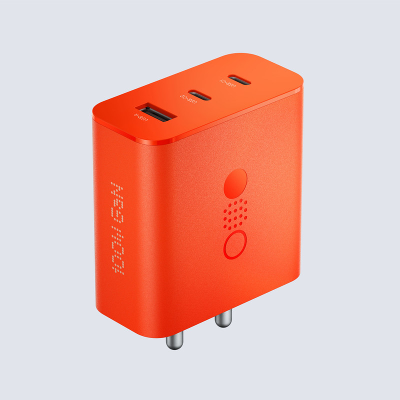 CMF by Nothing 100 W Power GaN 5 A 3 Port Mobile Charger with Detachable Cable(Orange, Cable Included)