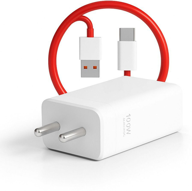 ChargHunt 100 W SuperVOOC 9 A Single Port Mobile Charger with Detachable Cable(White, Red, Cable Included)