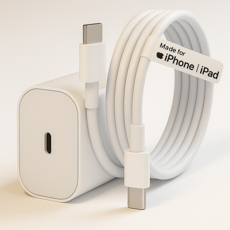 RVAT 20 W PD 3 A Single Port Mobile Charger with Detachable Cable(White, Compatible with iphone 15, airpod, ipad, Cable Included)