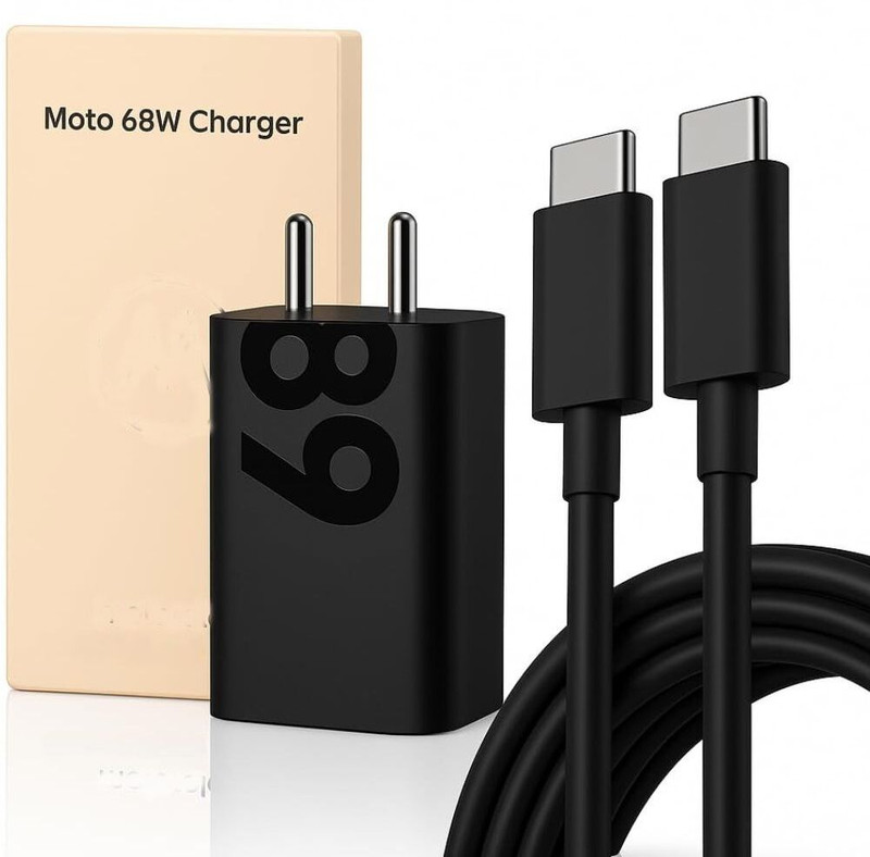 GaN Charger 68 W Supercharge 8 A Wall Charger for Mobile with Detachable Cable(Original Charger for Moto G85 , G86,G05,G85,G45,G35,G64,G84,G62,G54,G96, Cable Included)