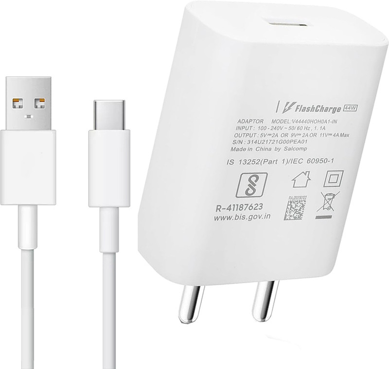 EYNK 44 W Quick Charge 5 A Wall Charger for Mobile with Detachable Cable(Supported All Flash Charge 2.0 devices, White, Cable Included)
