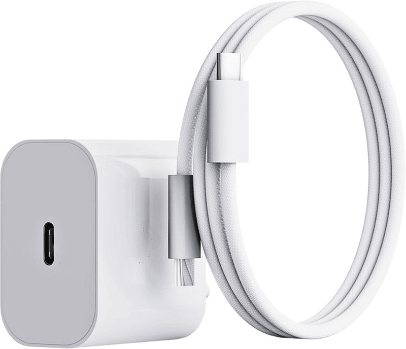 RoarX 25 W Supercharge 3 A Wall Charger for Mobile with Detachable Cable(25W Fast Charger For iphone 15/15 Pro with Nylon Braided Type C to C Cable, Cable Included)