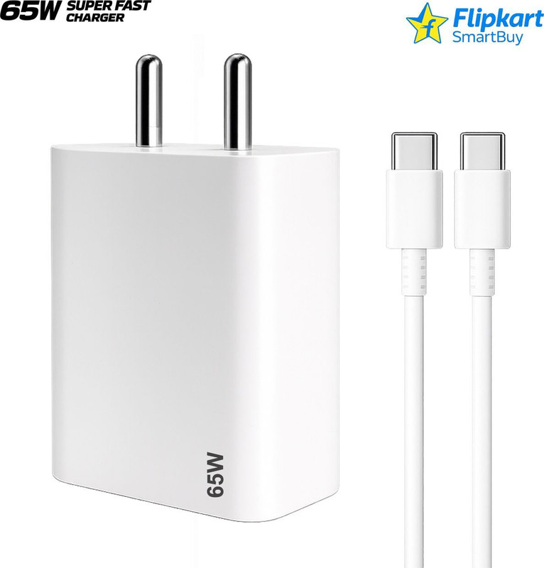 Flipkart SmartBuy 65 W PD 3 A Wall Charger for Mobile with Detachable Cable(White)