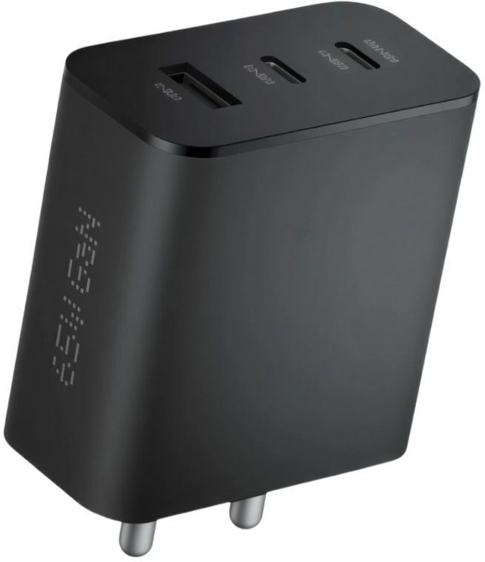 Snexan 65 W Power GaN 6.5 A 3 Port Mobile Charger(65W Fast Charger Compatible for nothing Phone 3 (a) 5G mobile Charger, Black)