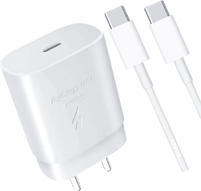 RoarX 25 W PPS 3 A Wall Charger for Mobile with Detachable Cable(White, Superfast Charger for Samsung Galaxy A35 5g Fast Charger Adapter, Cable Included)
