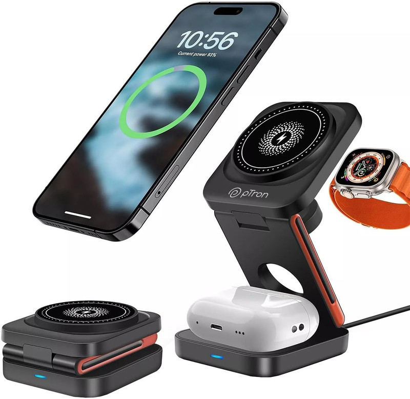 PTron 1920 W 1.67 A Wireless Mobile Charger with Detachable Cable(Black, Cable Included)