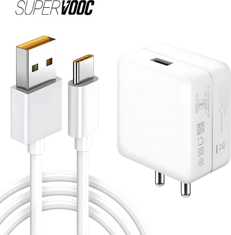 MAK 65 W Supercharge 6 A Wall Charger for Mobile with Detachable Cable(SuperDart Charge Compatible For Realme gt neo 2, X7 Pro, 9 Pro+ & Other, White, Cable Included)