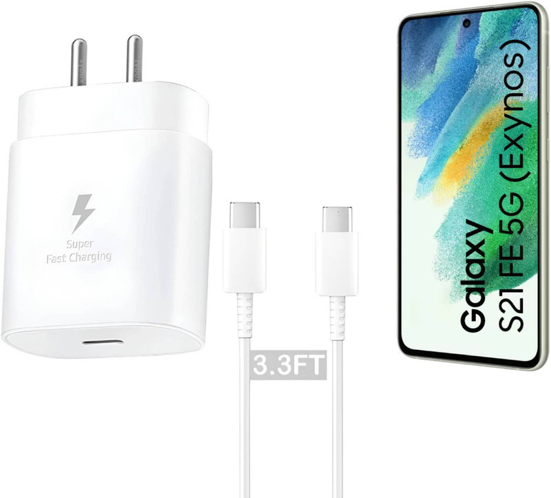 xykos 25 W PD 3 A Wall Charger for Mobile with Detachable Cable(for Samsung A15 5G Charger with 3.3ft C to C Cable, White, Cable Included)