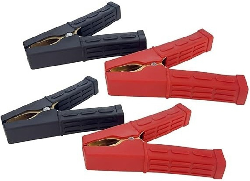 Crewbolt Heavy Duty Pure Copper Alligator Clips Car Battery Charger Clamps100-500A 4 PC 0 ft Battery Jumper Starter(Pack of 4)