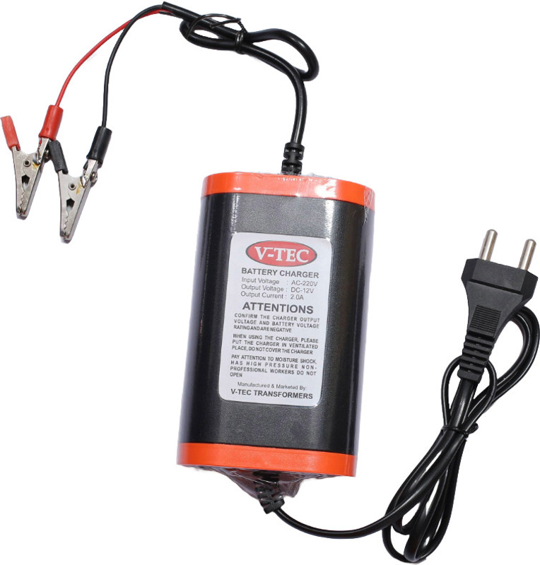 V-TEC Battery charger 12volt 2amp ups (7AH,12AH,14AH) batteries Power Supply 4.5 ft Battery Jumper Starter(Pack of 1)