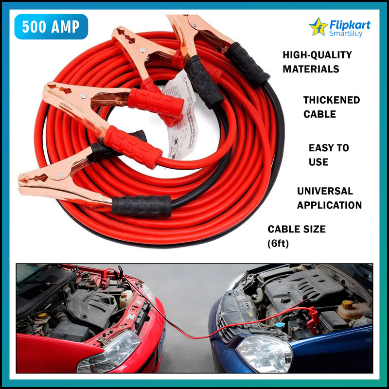 Flipkart SmartBuy Car 500Amp Heavy Duty Jumper Booster Cables 6 ft Battery Jumper Cable(Pack of 1)