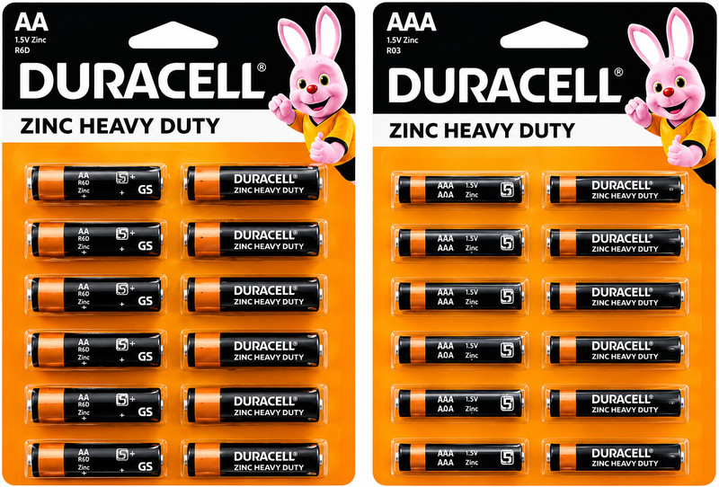DURACELL Zinc Heavy Duty AA AND AAA Batteries, 1.5V Leak-Resistant Power  Battery(Pack of 24)