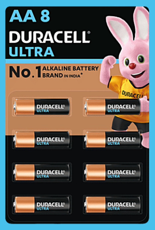 DURACELL Ultra No.1 Alkaline AA Usage For : Toys,Remotes, Camera LONGEST LASTING Battery(Pack of 8)