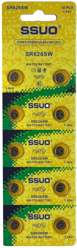 SSUO SR626/LR626 Button Cell  – 10 Pack | AG4, 177, SR626SW  Battery(Pack of 10)