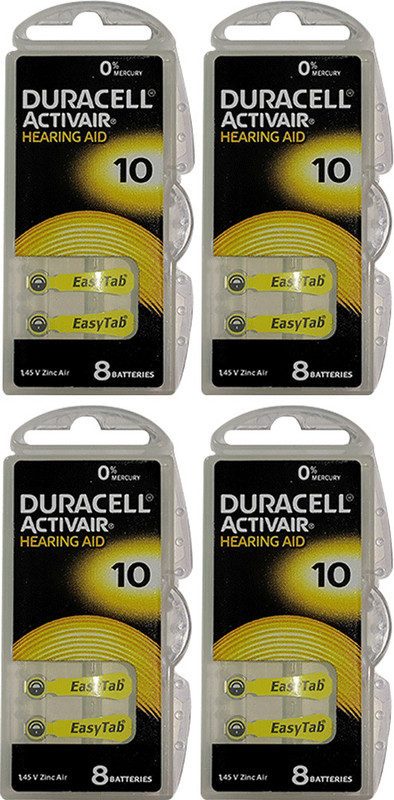 DURACELL Hearing Aids Batteries Size 10 (80 batteries) | DU10 Size Hearing Aid   Battery(Pack of 10)