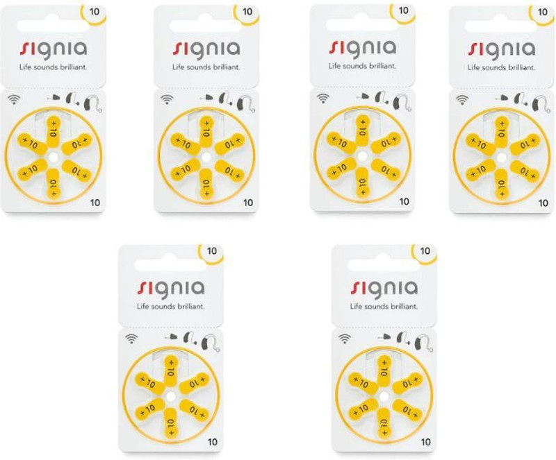 Signia Size 10 Hearing Aid Batteries (3 Packets = 18 batteries)  Battery(Pack of 3)