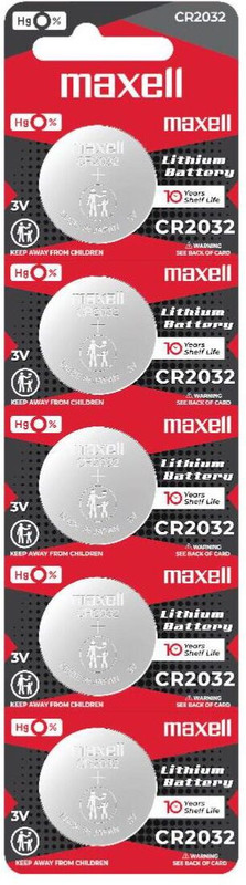 Maxell CR2032 3V Lithium – Long-Lasting Power for Watches & Remotes Battery(Pack of 5)