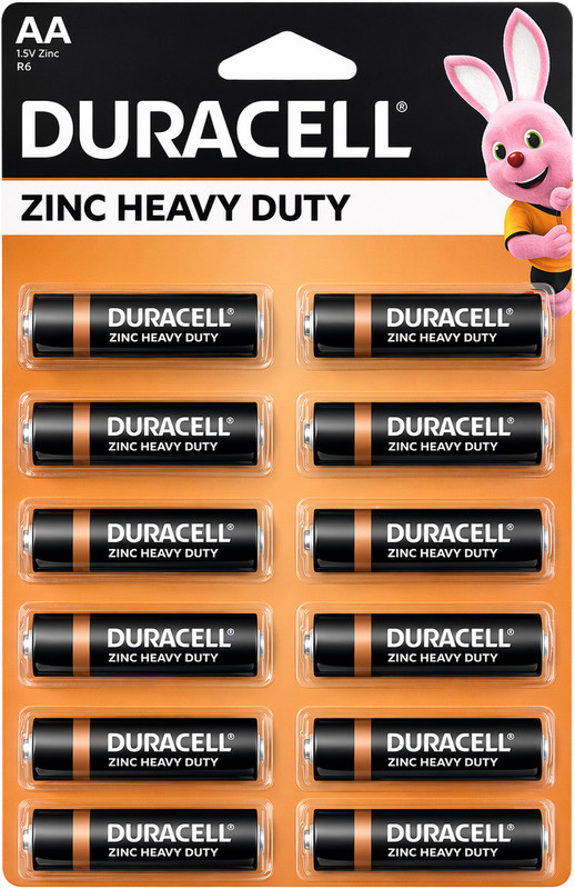DURACELL Heavy Duty AA 1.5V Zinc Batteries for TV Remotes, Wall Clocks & Toys  Battery(Pack of 12)