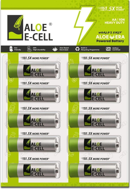 Aloe Ecell AA 1.5V  1.5X Power | Leak-Proof | India  Battery(Pack of 10)