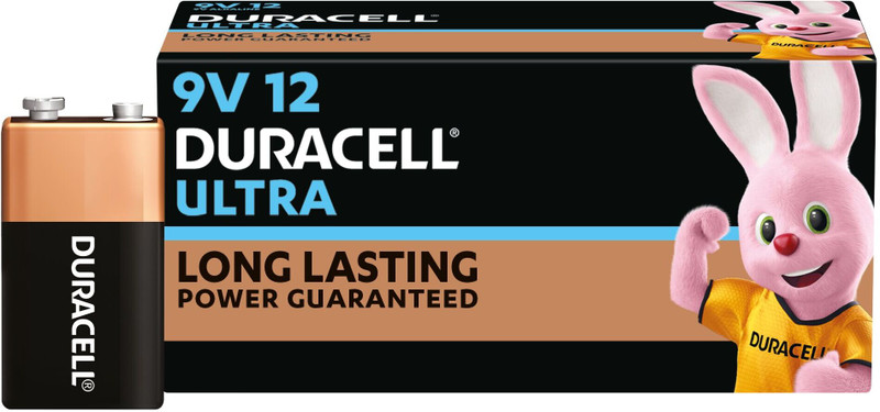 DURACELL Ultra 9V, High-Drain Devices, Smoke Alarm, Radio, Smoke Detector Battery(Pack of 12)