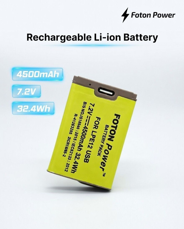 FOTON POWER LP-E12 USB Lithium-ion Rechargeable pack for Canon DSLR Camera   Battery