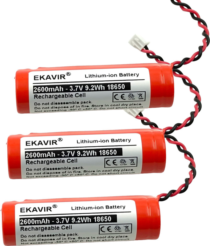 Ekavir 18650 Lithium Li-ion 2 pin wired 3.7v 2200mAh Rechargeable Cell  Battery
