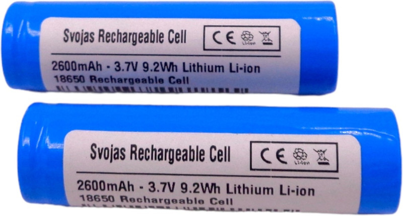 Ekavir 2600mah rechargeable Cell | 18650 rechargeable battery lithium cell li-ion 3.7V  Battery(Pack of 2)