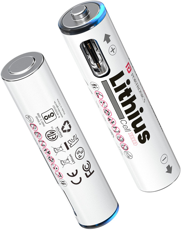 Portronics AAA Lithius Type C Rechargeable Batteries , Pack of 2, Upto 440mAh Capacity  Battery(Pack of 2)