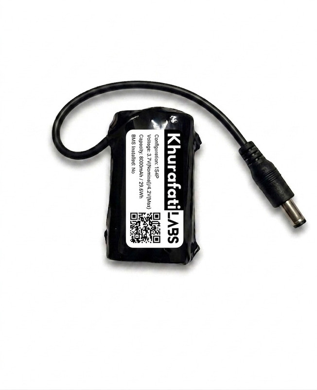 khurafatiLabs Li-Ion Rechargeable battery Pack of 18650 3.7V, 8000mAh, 1S4P, DC Jack  Battery
