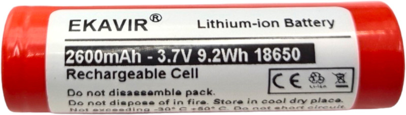 Ekavir 2600mAh 3.7V 18650 Lithium Li-ion  with Wired, 65x18mm  Battery