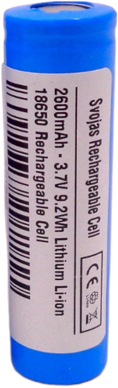 Svojas 3.7v 18650 Lithium Ion Batteries 2600mah Rechargeable  Cylindrical Li Ion  Battery(Pack of 2)