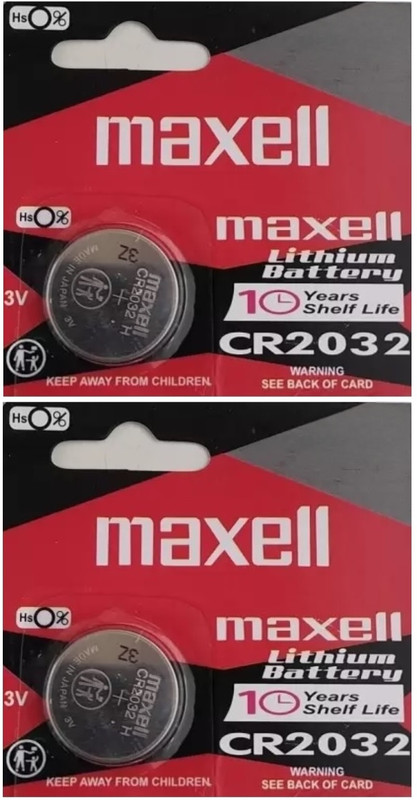 PREMBROTHERS Maxell CR2032 3V Button Cell (Pack Of 2pcs)for Wrist watches, Calculators, Heart-rate monitors, Toys & games and Personal organizers  Battery(Pack of 2)
