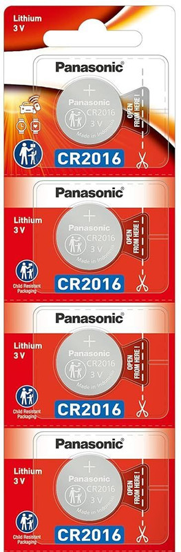 Panasonic CR2016 Lithium Coin Cell 3V Long Lasting Watch ,Car Key Remote, medical Devices  Battery(Pack of 4)
