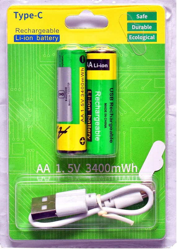 MY BABY LOVE A PERFECT CARE USB Type-C Rechargeable AA  1.5V 750mAh Lithium-Ion Cell  Battery(Pack of 2)