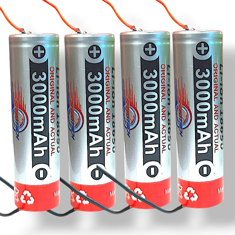 AVISRI (Pack of 4)3.7V 3000mAh(Wire) 18650 Lithium ion Rechargeable   Battery(Pack of 4)