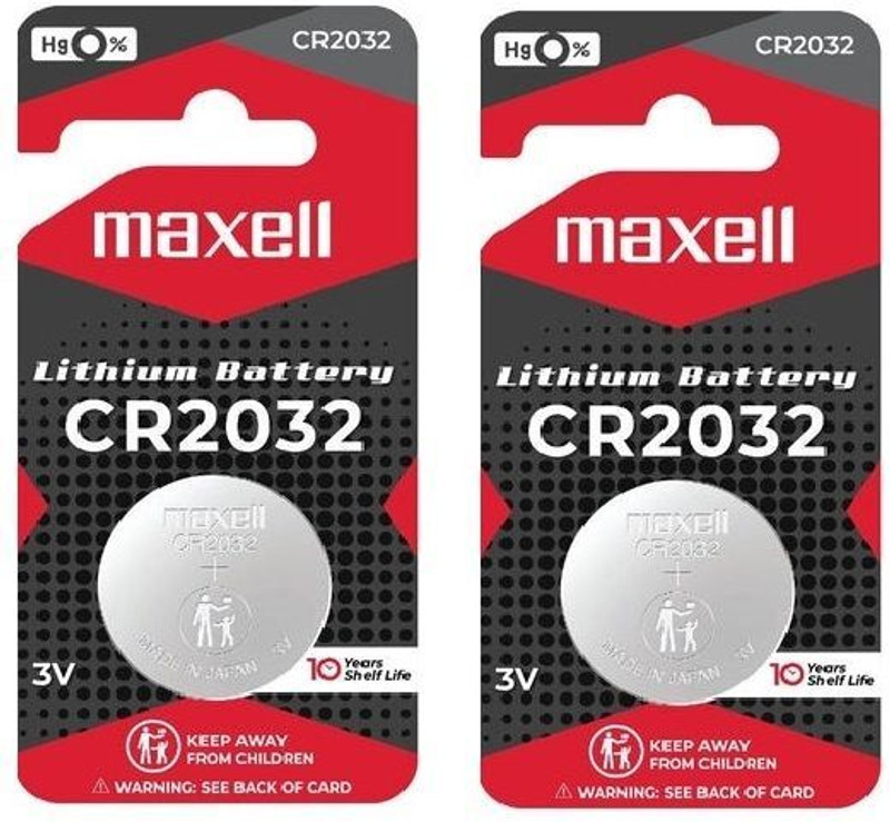 Maxell CR2032 Non-Rechargeable Lithium Coin Button Cells Battery(Pack of 2)