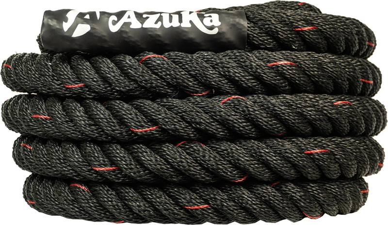 Azuka Battle Rope 1.5 inches x 40 feet Black PP Ropes with Red Tracer Battle Rope(Length: 40 ft, Weight: 8 kg, Thickness: 1.4 inch)