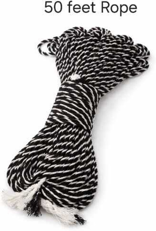 Maazi Pack of 2 Black & White Zebra Style Rope 20 Meter Strong Clothesline Drying Rope Battle Rope(Length: 10 ft, Weight: 0.1 kg, Thickness: 4 inch)